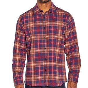 Eddie Bauer Cognac Plaid brushed cotton Bristol Flannel twill shirt Men’s XXXL